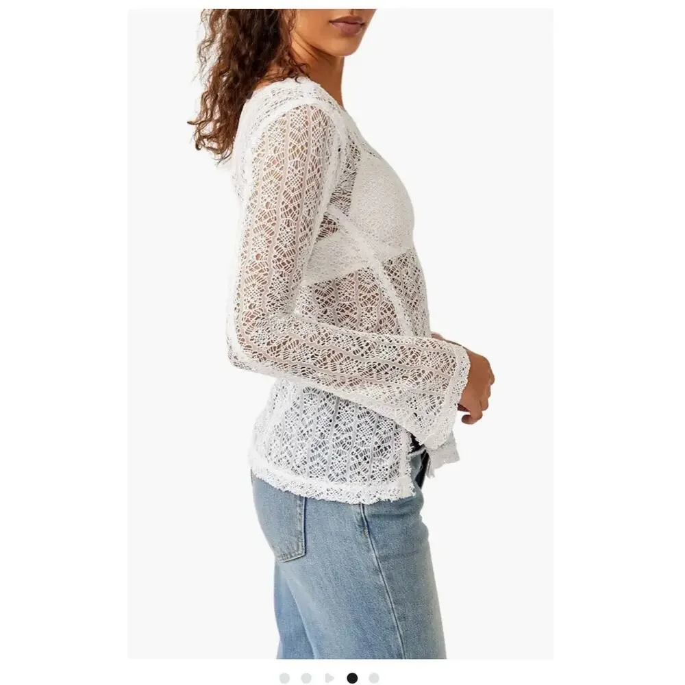 NWT FREE PEOPLE ON THE ROAD TWISTED LACE TOP WO'S SIZE XS